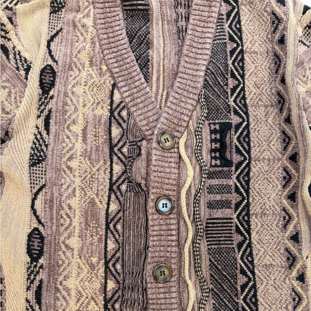 Cotton On Men's Geometric Cardigan - Brown and Black - Picture 3 of 4